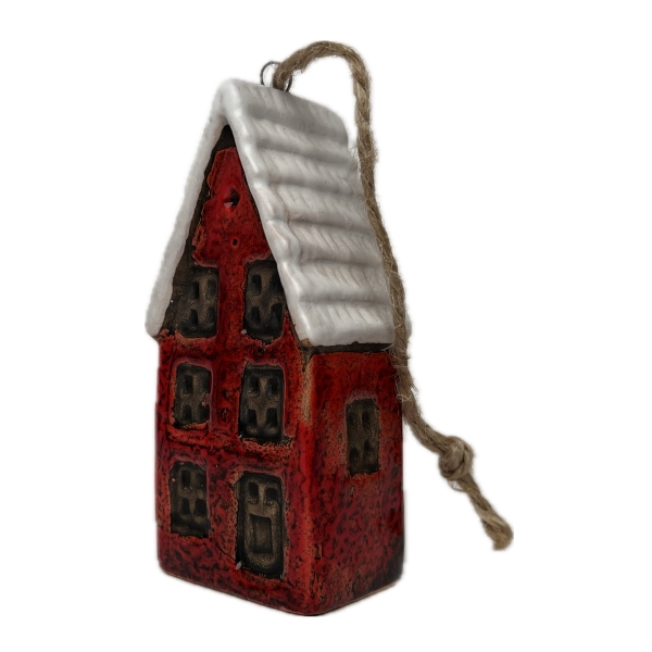 Závěsná dekorace keramický domeček 4x3x10cm Typ C