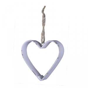 Závěsná dekorace kovové srdce bílé (box 9ks)