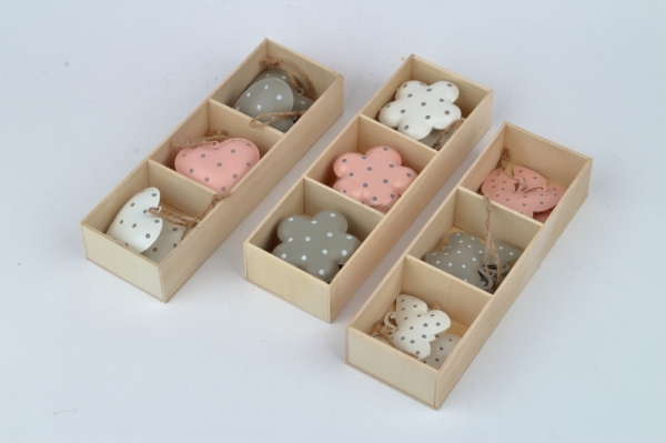 Závěsná dekorace kovový motýl s puntíky (box 6ks)