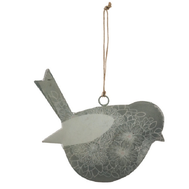 Závěsná dekorace ptáček květinový 15x11,1x1cm