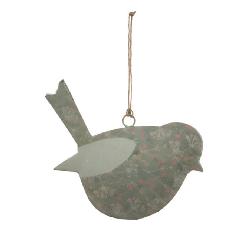 Závěsná dekorace ptáček s květinovým motivem 15x11,1x1cm