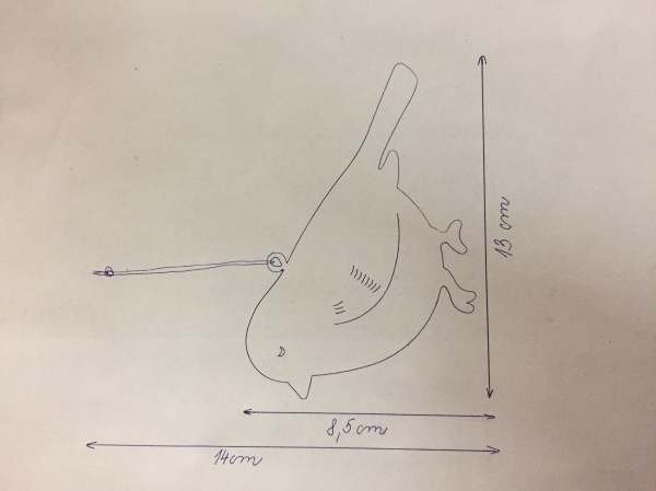 Závěsná dekorace ptáček s patinou malý 