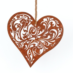 Závěsná dekorace rezavé srdce 26cm