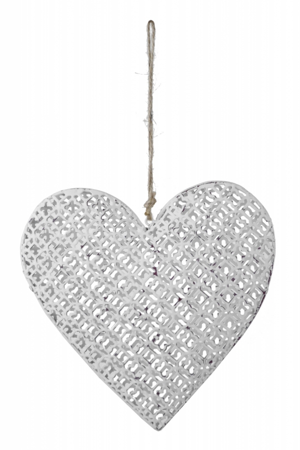 Závěsná dekorace srdce bílé 19x19cm