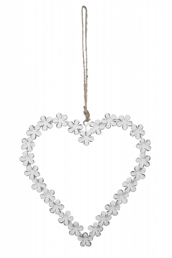 Závěsná dekorace srdce bílé 23x21cm