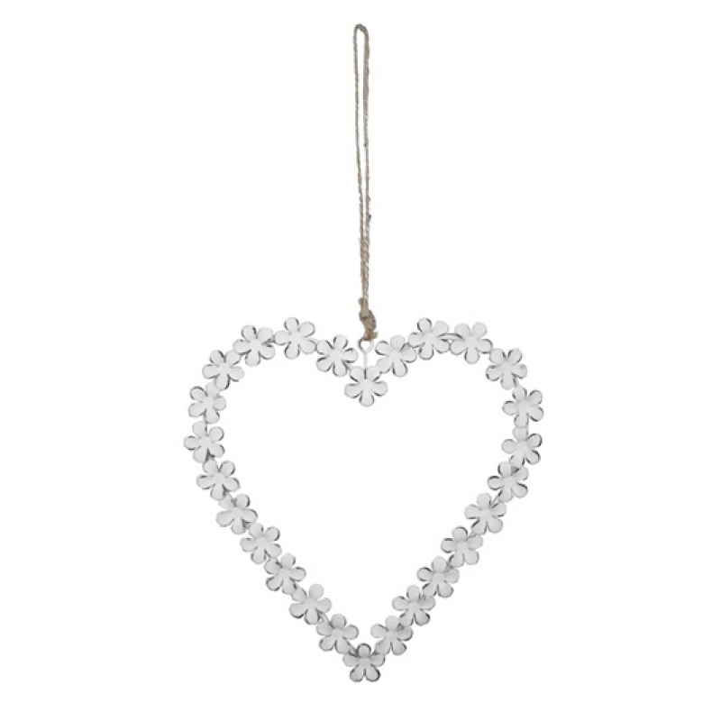 Závěsná dekorace srdce bílé 23x21cm