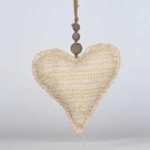 Závěsná dekorace srdce látkové 18x18cm
