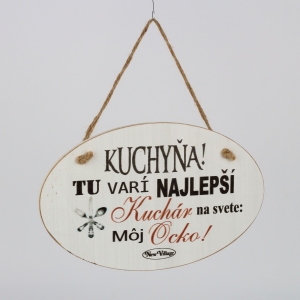 Závesná drevená cedule Najlepší kuchár 29x18cm