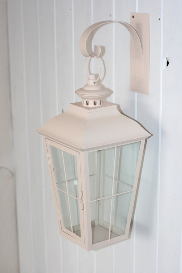 Závěsná kovová lucerna bílá 41x20x20cm