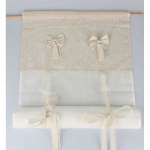 Závěsná roleta/závěs do kuchyně béžová se srdíčky 60x150cm