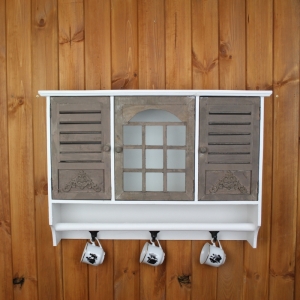 Závěsná skříňka s dvířky a háčky 68x49x17cm