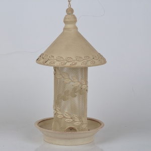 Závěsné krmítko pro ptáky bílé 16x16x52cm včetně závěsu