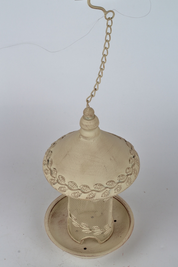 Závěsné krmítko pro ptáky bílé 16x16x52cm včetně závěsu