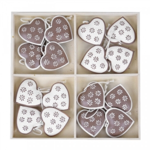 Závěsné ozdoby srdíčka box 16ks