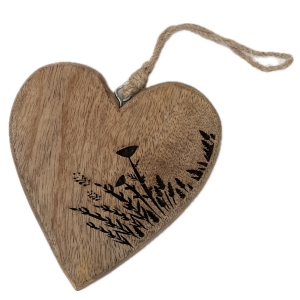 Závěsné srdce  mango 15 x 15 x 2 cm