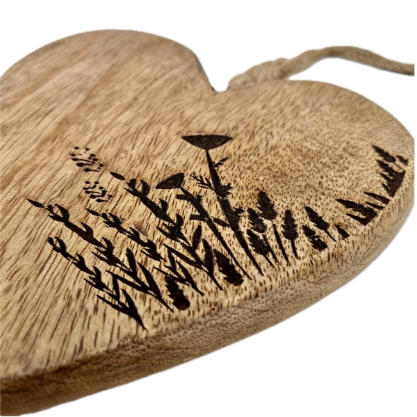 Závěsné srdce  mango 15 x 15 x 2 cm