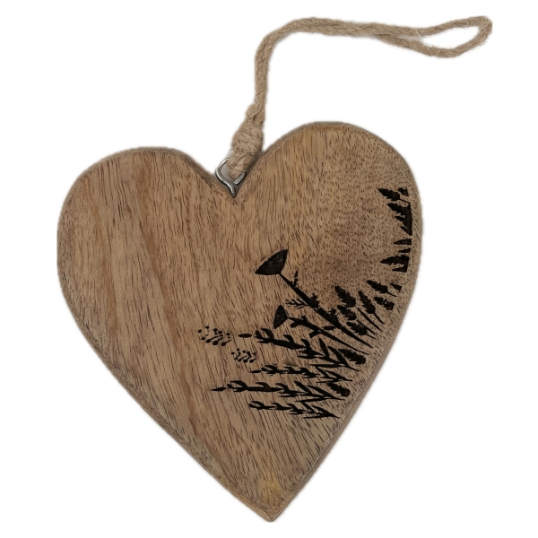 Závěsné srdce  mango 15 x 15 x 2 cm