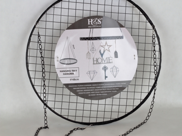 Závěsný kruh na dekorace kovový černý 48cm