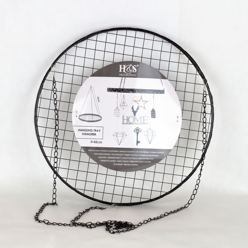 Závěsný kruh na dekorace kovový černý 48cm