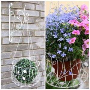 Závěsný květináč bílý kov 75cm