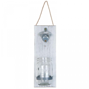 Závěsný otvírák láhví se sklenicí na zátky FRESH 32cm