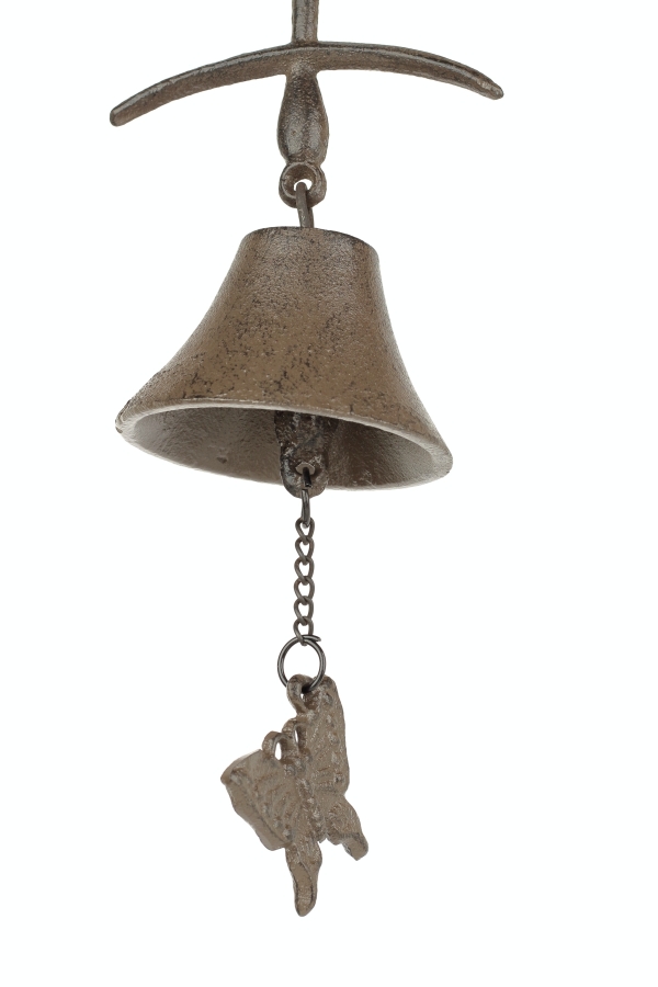 Závěsný zvonek litinový motýlek