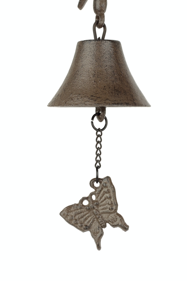 Závěsný zvonek litinový motýlek