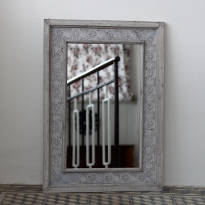 Zrcadlo do koupelny šedé s patinou kruhy 84x60cm