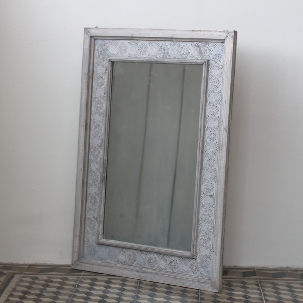 Zrcadlo do koupelny šedé s patinou kruhy 84x60cm