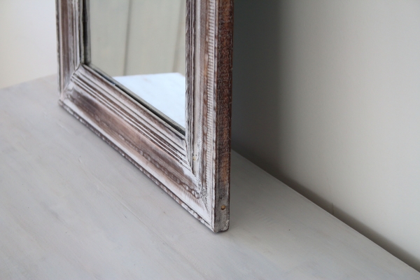 Zrcadlo s hnědým dřevěným rámem s patinou 50x115cm