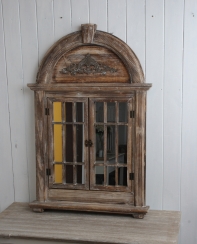 Zrcadlo s okenicemi hnědé 91x62cm