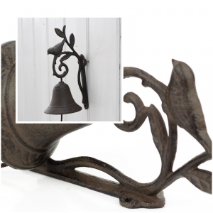Zvonek na konzoli s ptáčkem a lístky 22x12cm