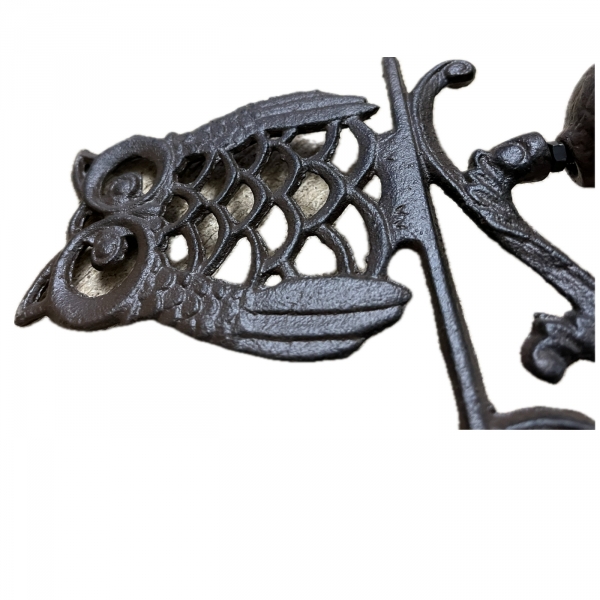 Zvonek nástěnný se sovou 19 x 25 cm litina