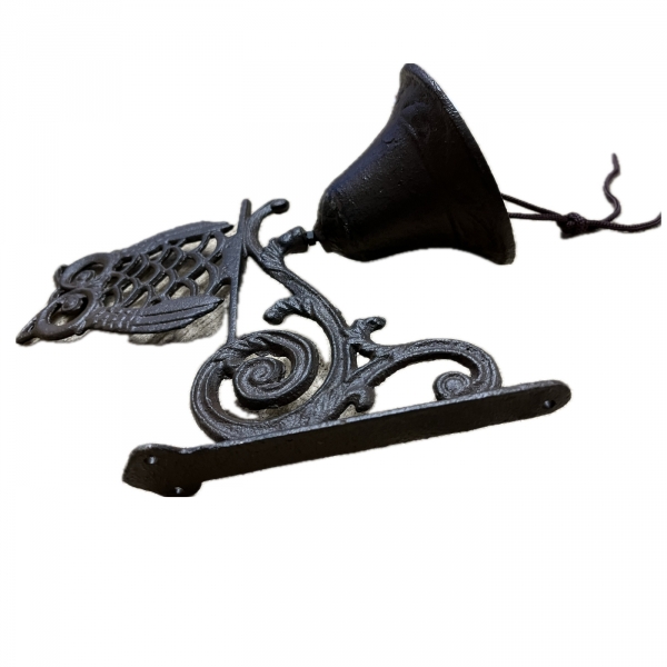 Zvonek nástěnný se sovou 19 x 25 cm litina