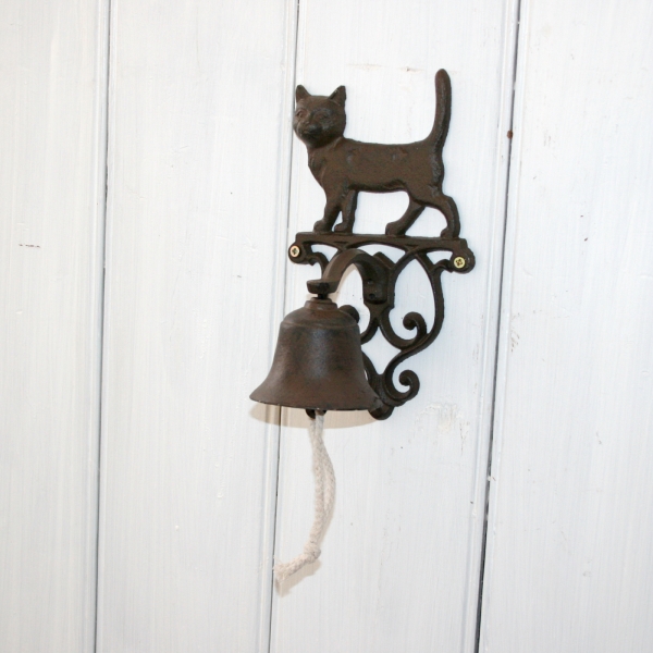 Zvonek s kočkou litina 24x14cm
