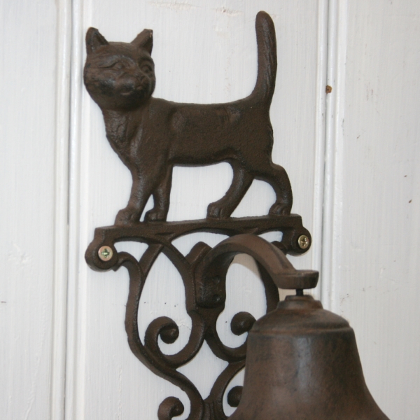 Zvonek s kočkou litina 24x14cm