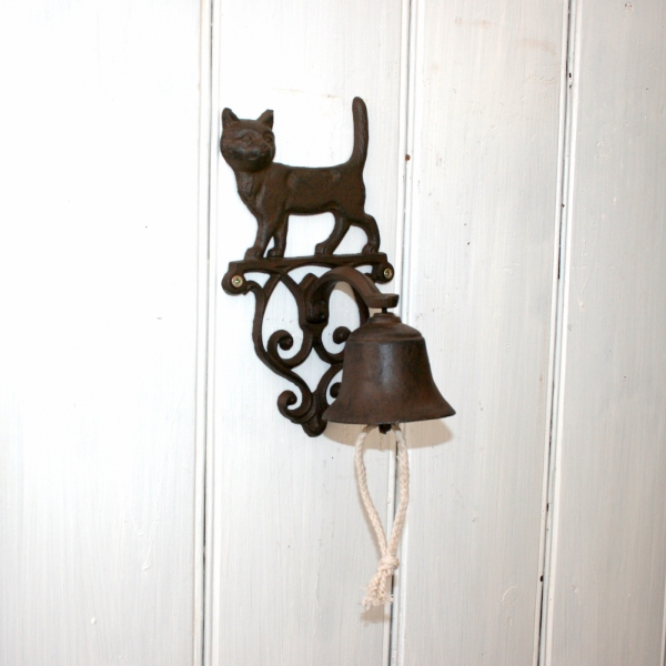 Zvonek s kočkou litina 24x14cm