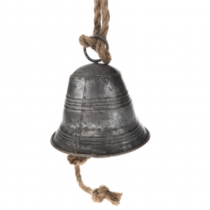 Zvonek se závěsem kovový tmavý 14x13cm